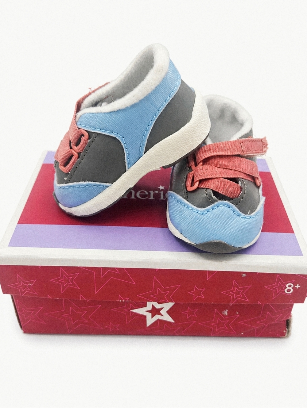 2010 Retired AMERICAN GIRL Active Sneakers in Blue, Gray, Red